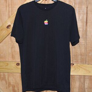 Apple Official Rainbow Logo T- Shirt Adult S Small Black Short Sleeve Macintosh